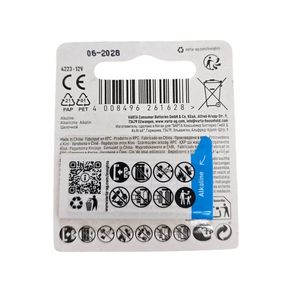 Baterie alcalină VARTA V23GA, 12V pentru diverse aplicații