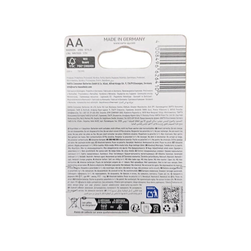 Baterii alcaline VARTA Energy AA, pachet cu 4 bucati