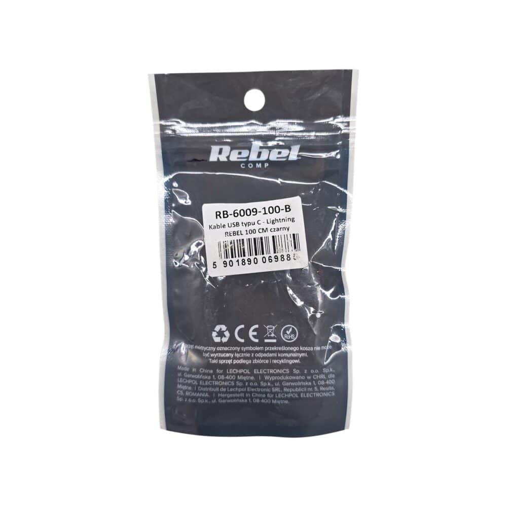 Cablu USB Rebel tip C - Lightning, alb, 100 cm