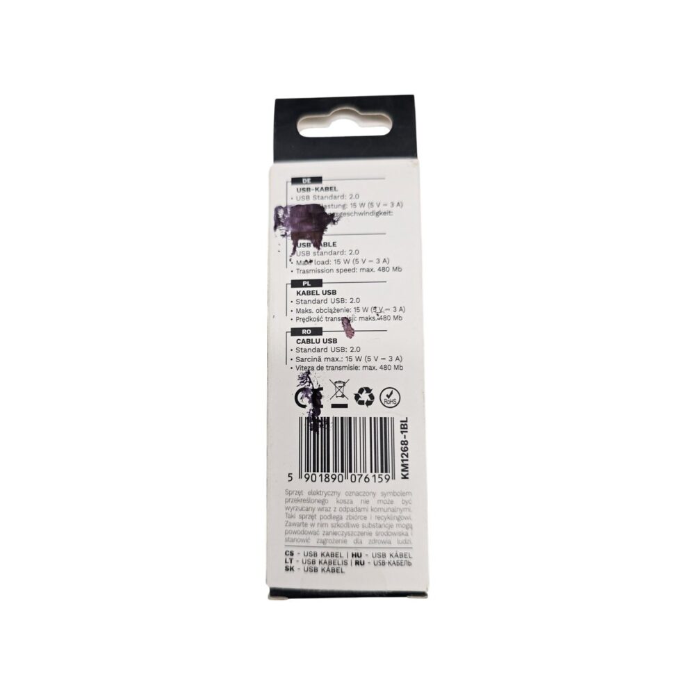 Cablu USB KrügereMatz alb, 100 cm, standard USB 2.0