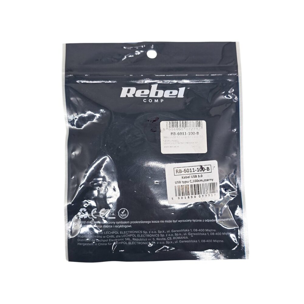 Cablu electric Rebel USB-A la Mini-USB, 1 metru, culoare gri