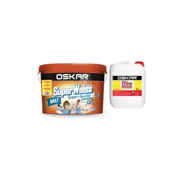Pachet promo Oskar SuperWeiss Super-Lavabil MAT 15L + Amorsă 4L Zero Mucegai