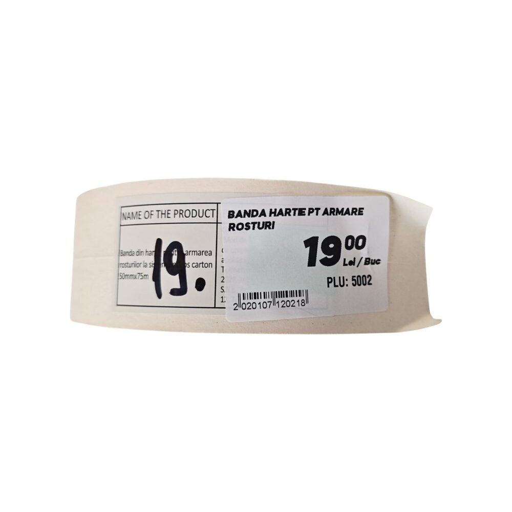 Banda de armare carton albă, 50mm x 75m