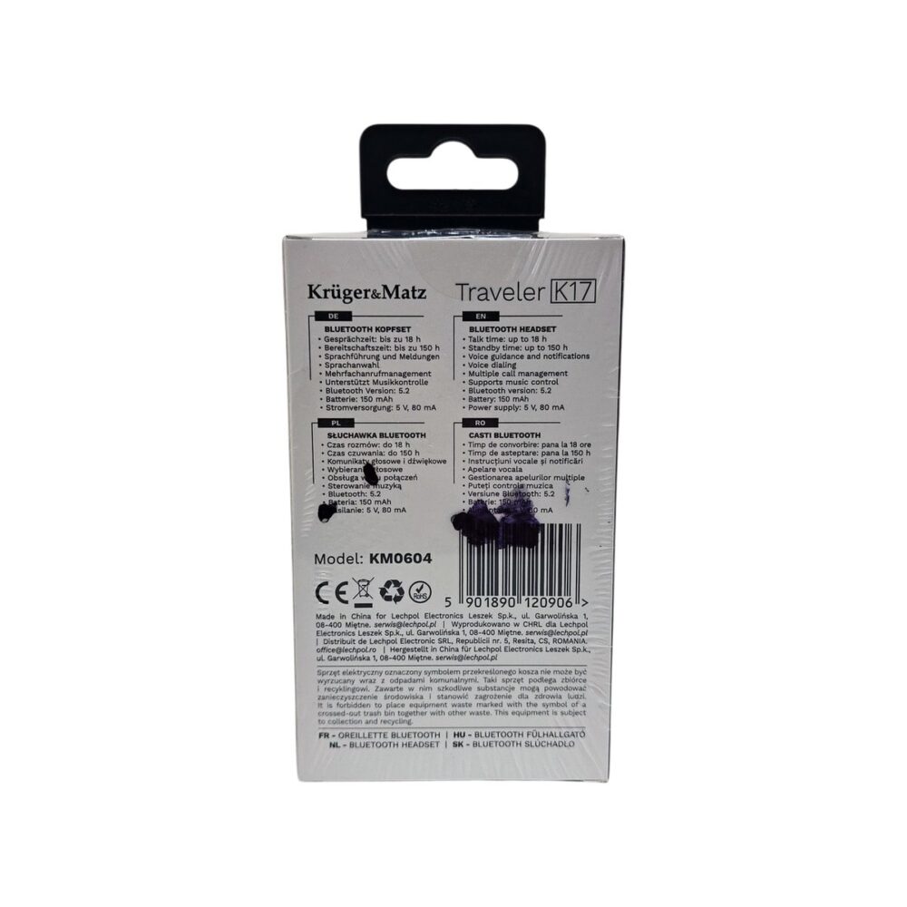 Kruger&Matz Traveler K17 căști Bluetooth wireless pentru muzică și apeluri