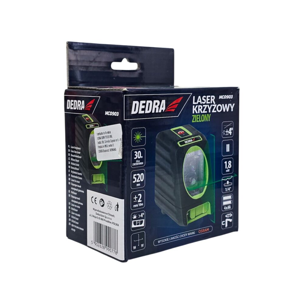 Laser în cruce verde DEDRA MC0903 pentru măsurători precise în construcții