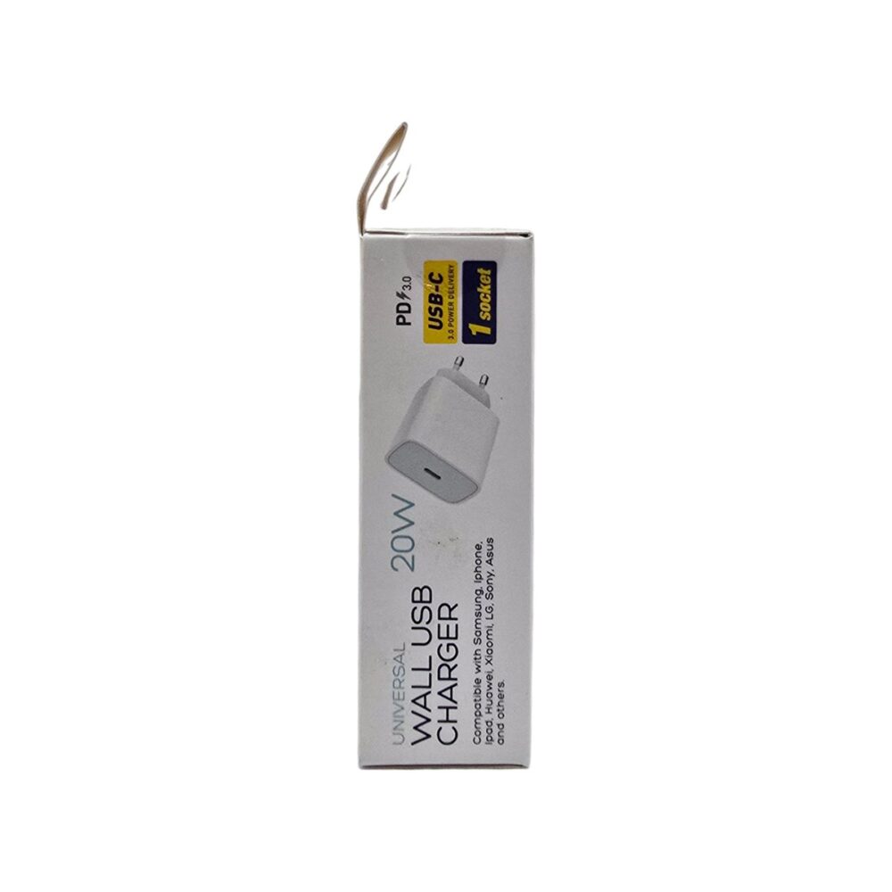 Incarcator USB Platinet UNIVERSAL 20W, alb, cu port USB-C pentru incarcare rapida