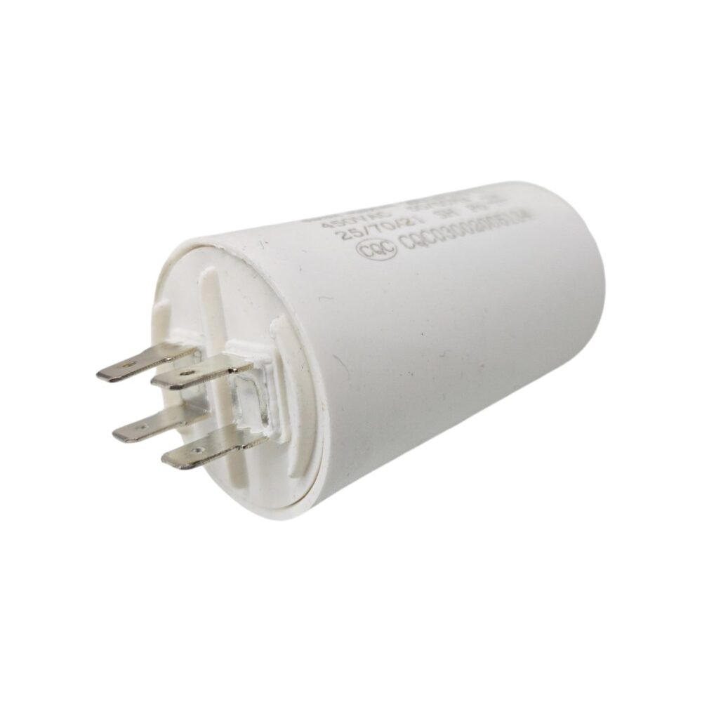 Condensator electric KLASS 20µF, 450VAC, alb, pentru aplicații diverse