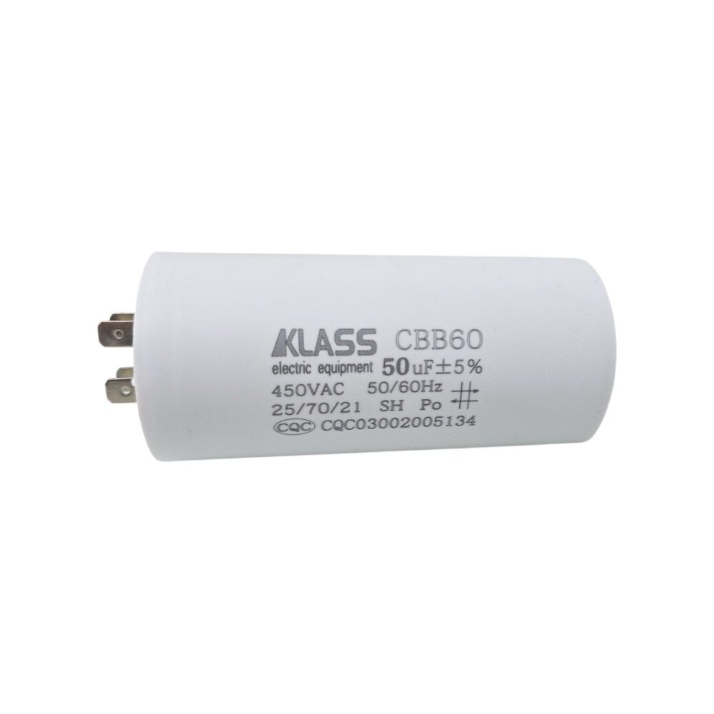 Condensator KLASS 50µF, pentru aplicații electronice și circuite.