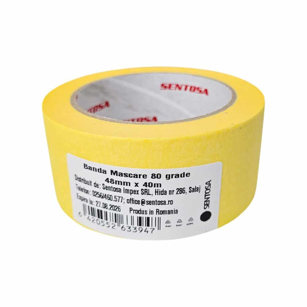 Banda mascare galbenă Sentosa, 48mm x 40m, pentru protecție vopsire