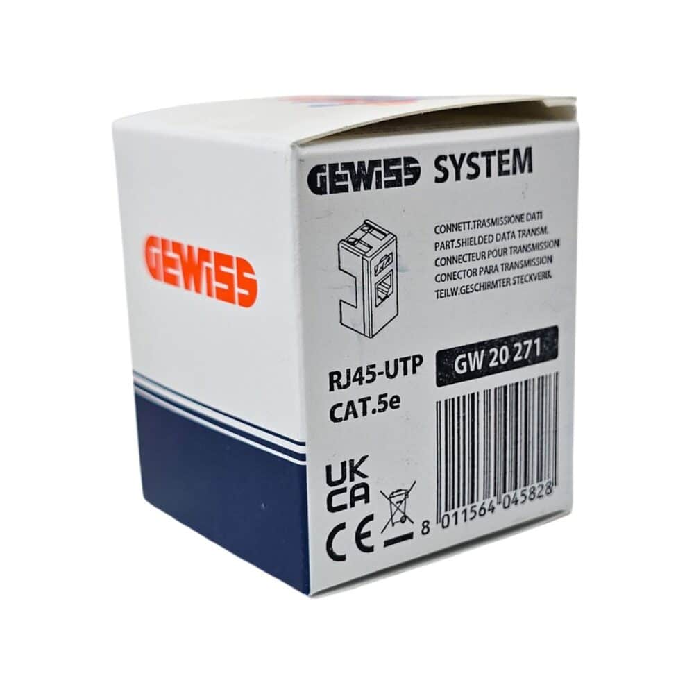 Conector RJ45 GEWISS System CAT.5e, negru, pentru rețele de date.