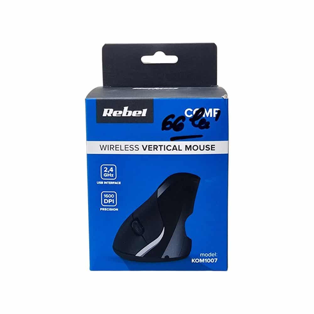 Rebel șoarece vertical wireless negru, ergonomic pentru confort sporit