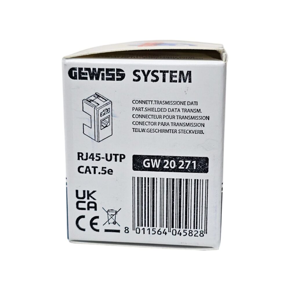 Conector RJ45 GEWISS System CAT.5e, negru, pentru rețele de date.