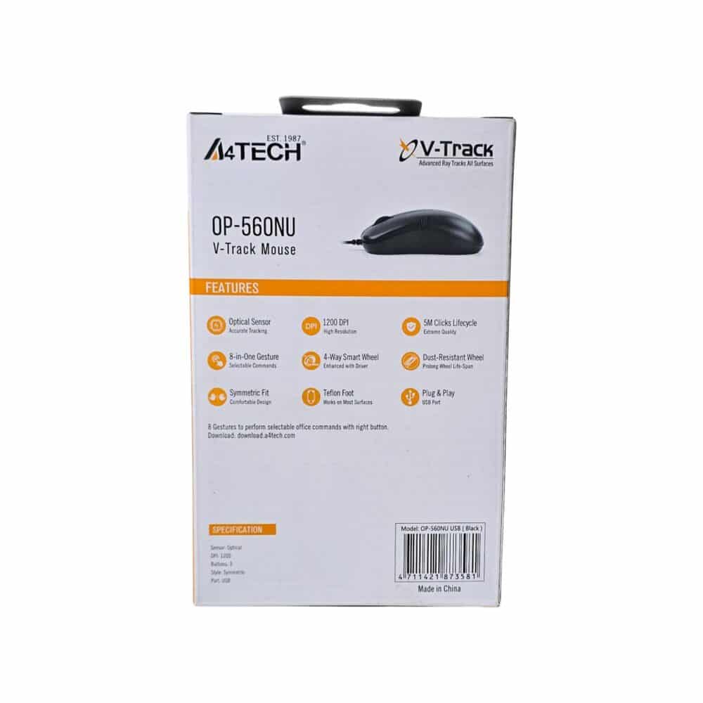 Șoarece A4TECH OP-560NU V-Track, cu fir, negru, pentru calculator