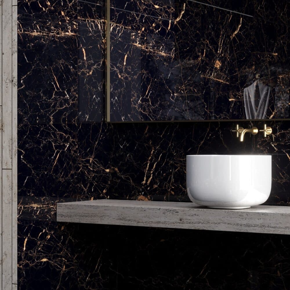 Gresie Golden Black 120x60 cm, aspect marmură neagră - imagine 2