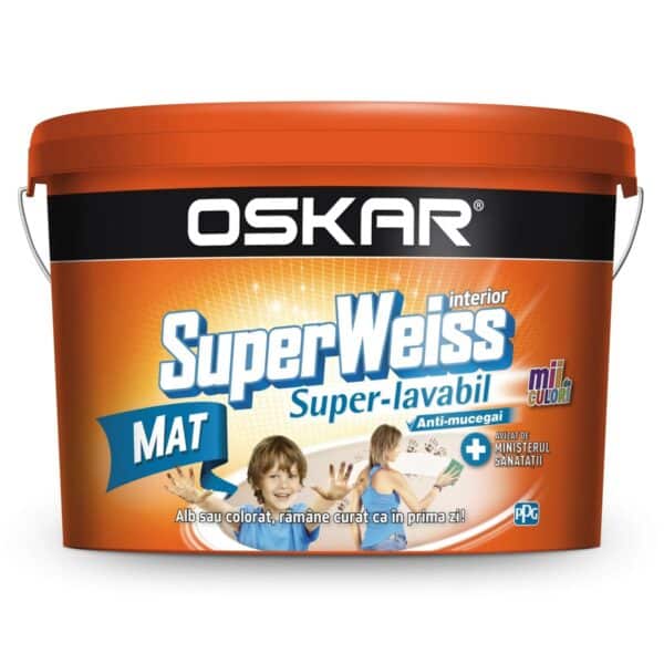 Vopsea superlavabilă interior Oskar SuperWeiss, Mat, 8.5L - imagine 1