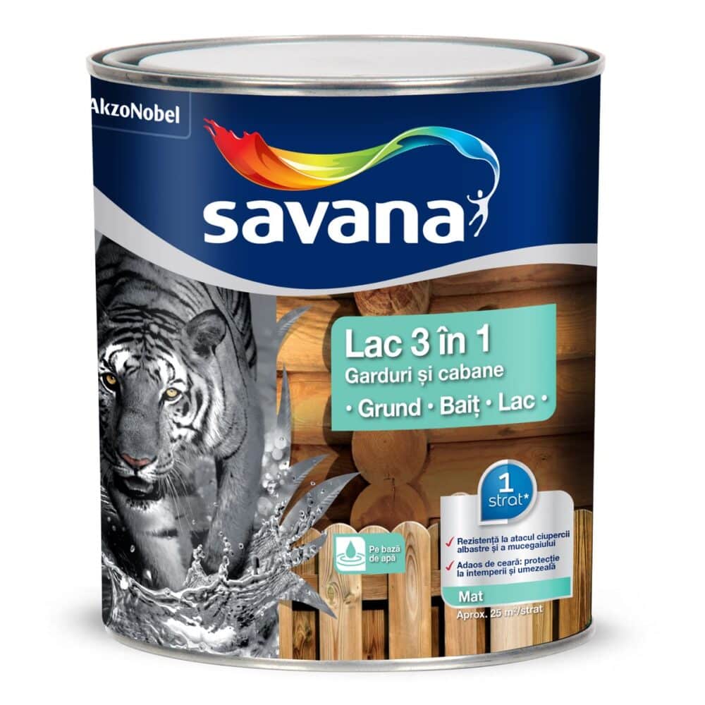 Lac 3 în 1 Savana pentru garduri și cabane, pe bază de apă, Mat, 0.75L - imagine 1