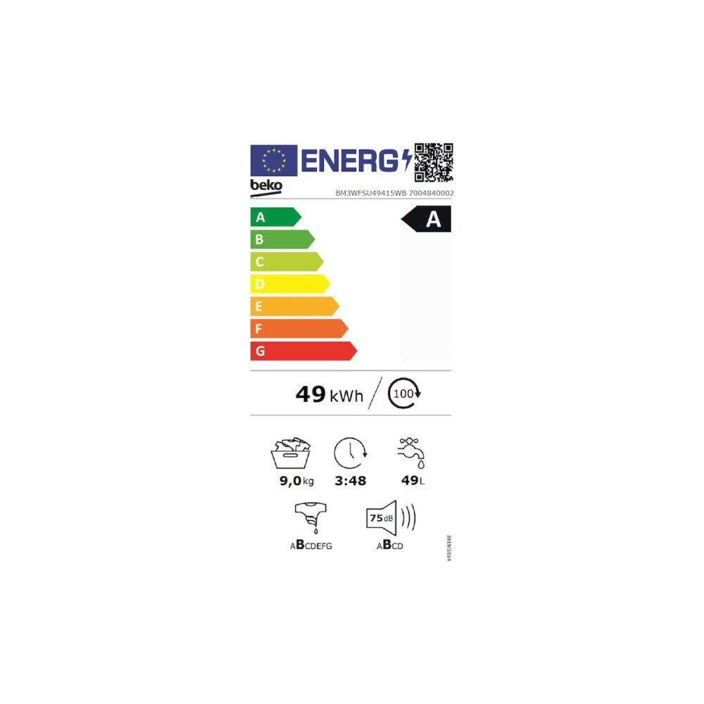 Mașină de spălat rufe Beko BM3WFSU49415WB, 9 kg, 1400 RPM, Clasa A - imagine 5