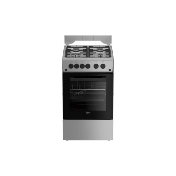 Aragaz Beko FSGT52110DXON, 4 Arzătoare Gaz, Grill, Rotisor, Aprindere Electrică, Inox - imagine 1