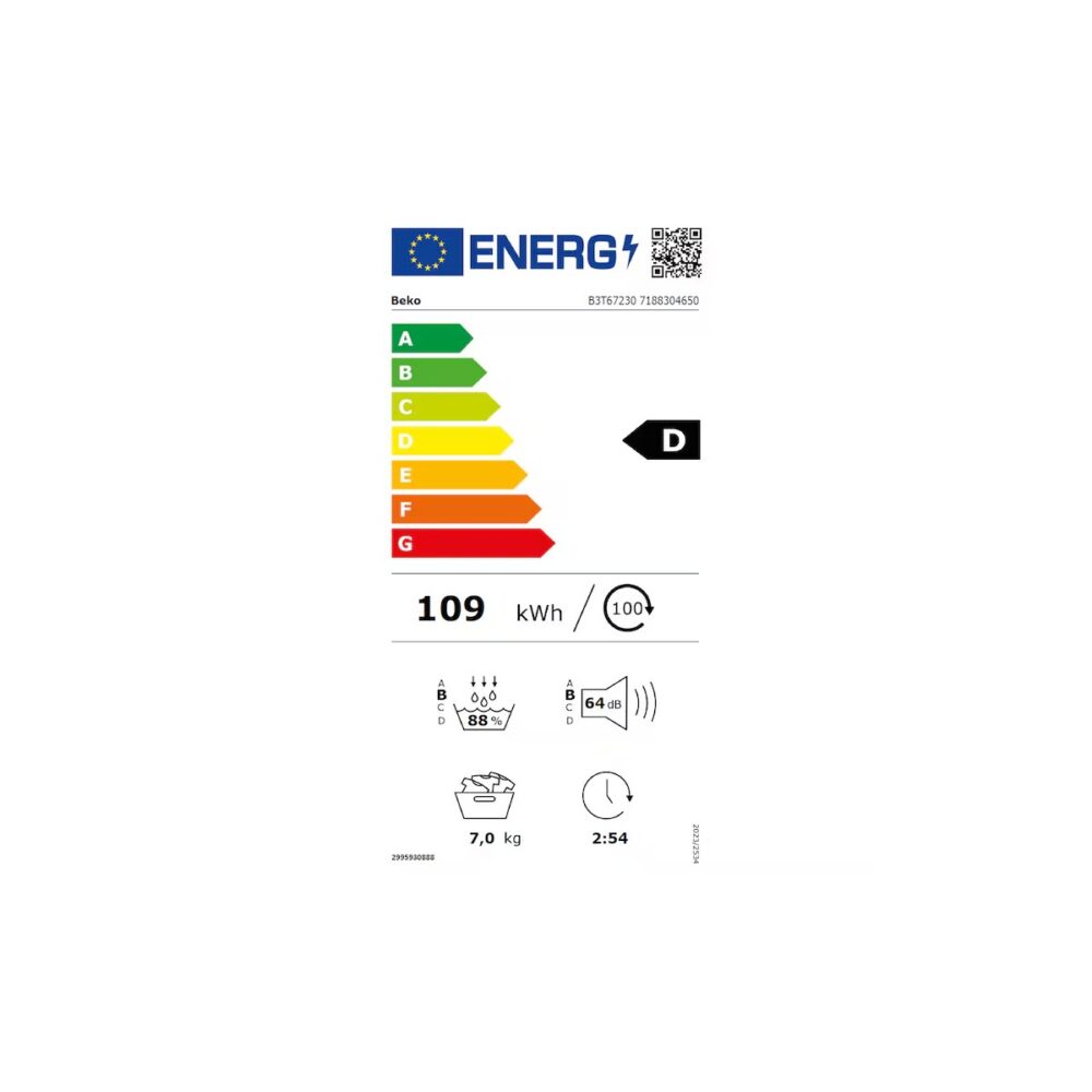 Uscător de rufe Beko B3T67230, 7 kg, SteamCure, Clasa D - imagine 5