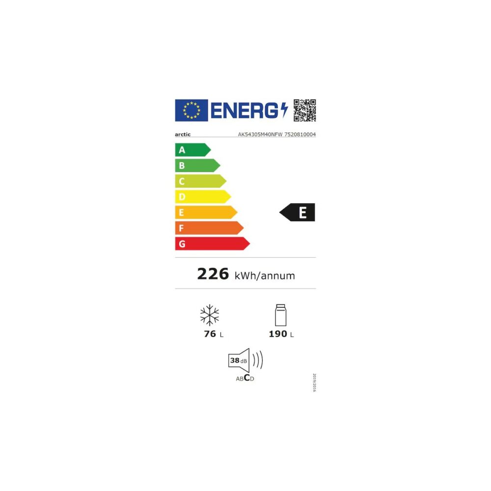 Combină frigorifică Arctic AK54305M40NFW, 266 l, Full No Frost, Clasa E, Alb - imagine 4