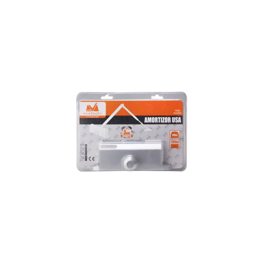 Amortizor ușă Evotools HGT 644002, 80 kg, 1100 mm, Argintiu - imagine 2