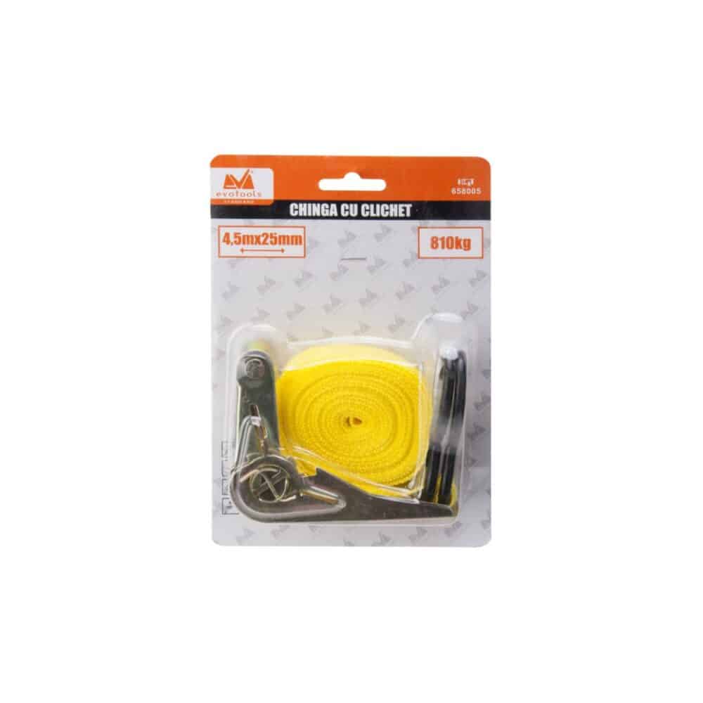 Chingă cu clichet Evotools 4.5m x 25mm, 810kg, HGT658005 - imagine 2