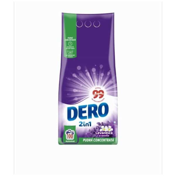 Detergent pudră Dero 2 în 1 Levănțică și Iasomie, 100 spălări, 7.5 kg - imagine 1