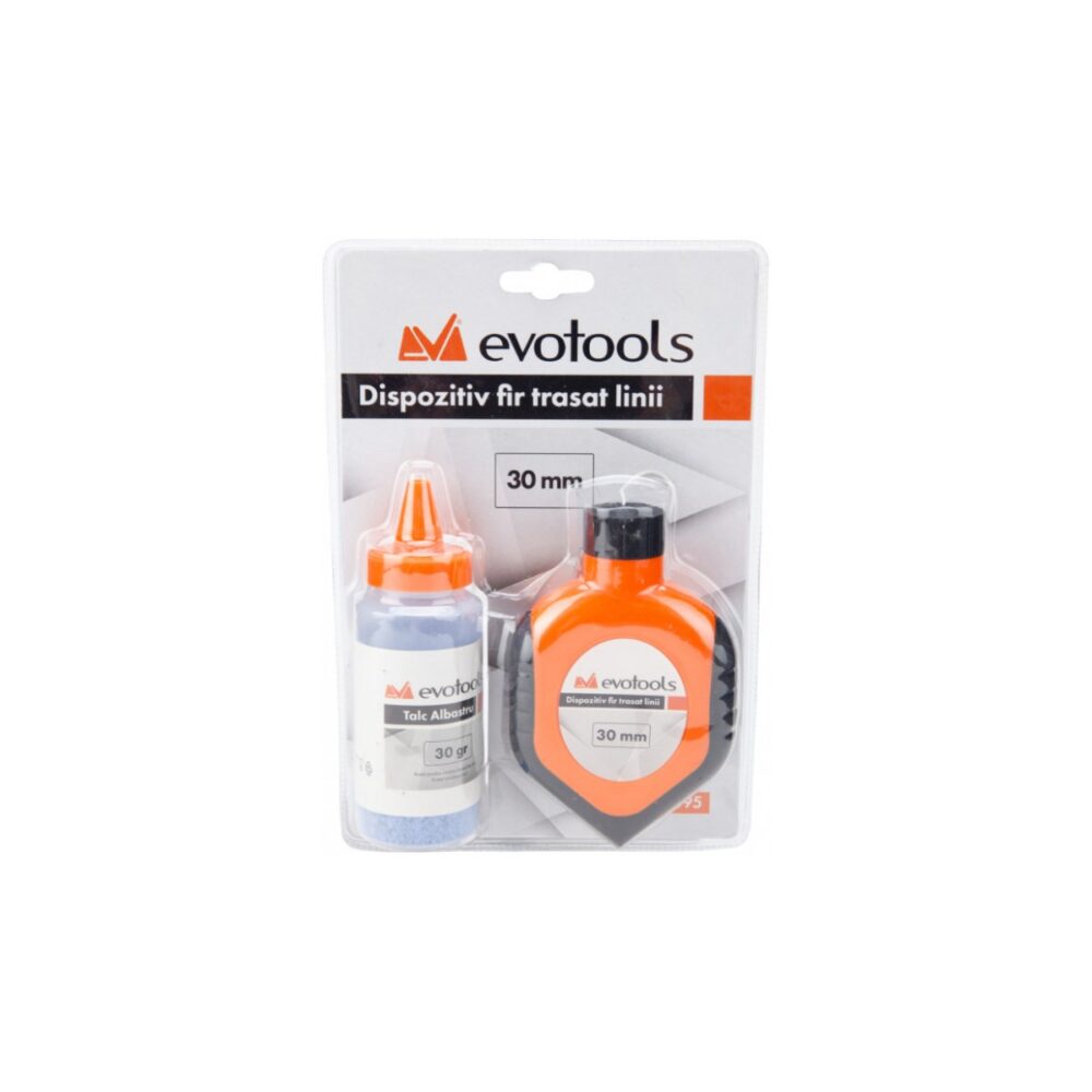 Dispozitiv pentru trasat linii cu fir Evotools HGT628095, 30 m, cu talc albastru inclus - imagine 2