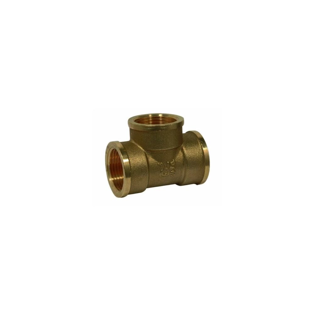 Teu din alamă 3/4 inch, fiting pentru instalații, filet interior - imagine 1
