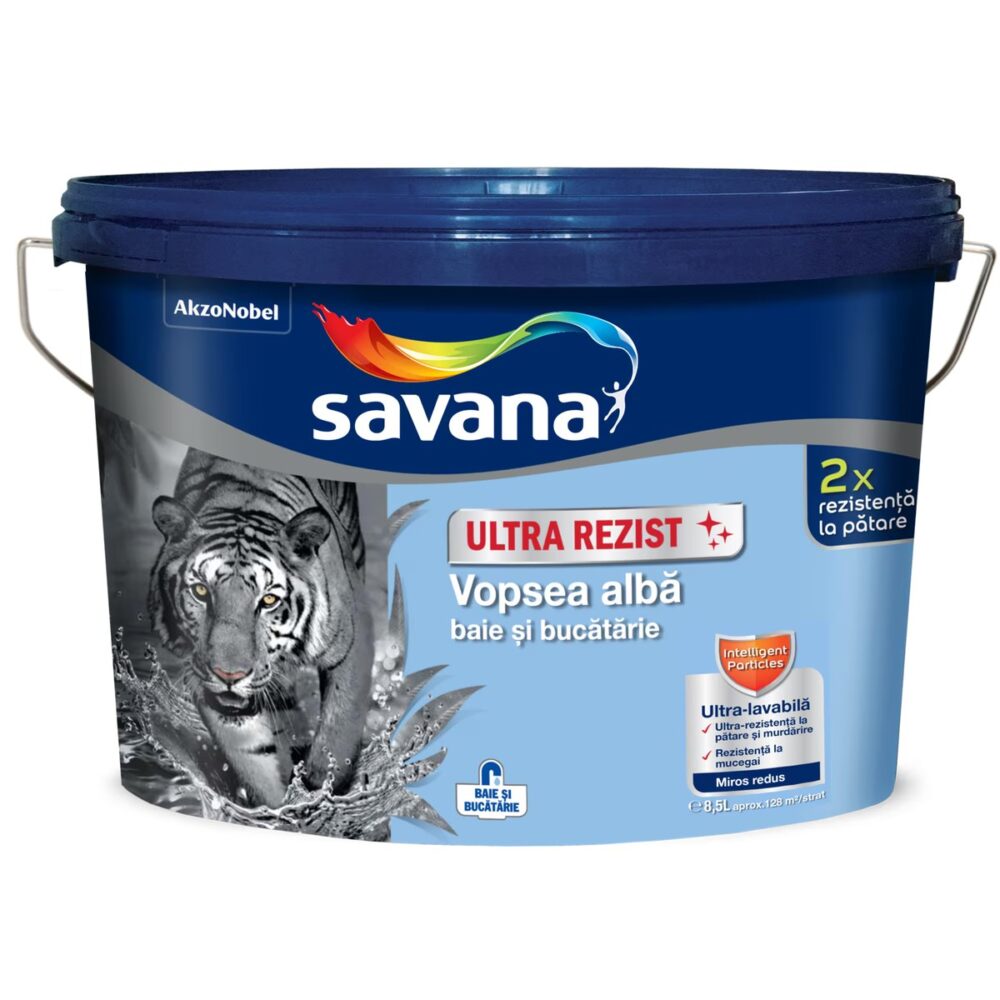 Vopsea lavabilă Savana Ultra Rezist pentru baie și bucătărie, albă, 2L - imagine 1
