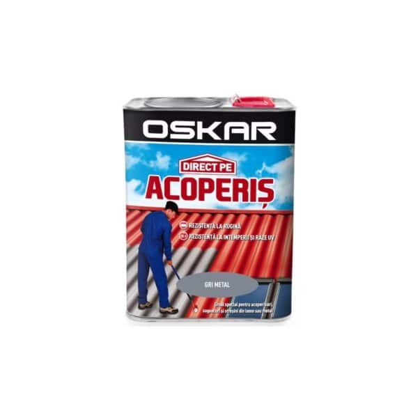 Vopsea email Oskar Direct pe Acoperiș, Gri Metal, 0.75L - imagine 1