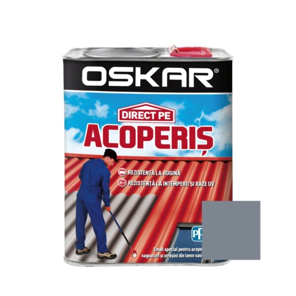 Vopsea email Oskar Direct pe Acoperiș, gri metal, 2.5L - imagine 1