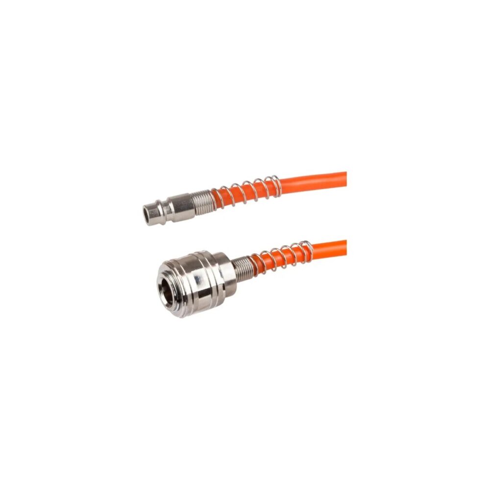 Furtun aer comprimat din PE Evotools 677474, lungime 5m, diametru 5/8mm, cu cuple rapide - imagine 1