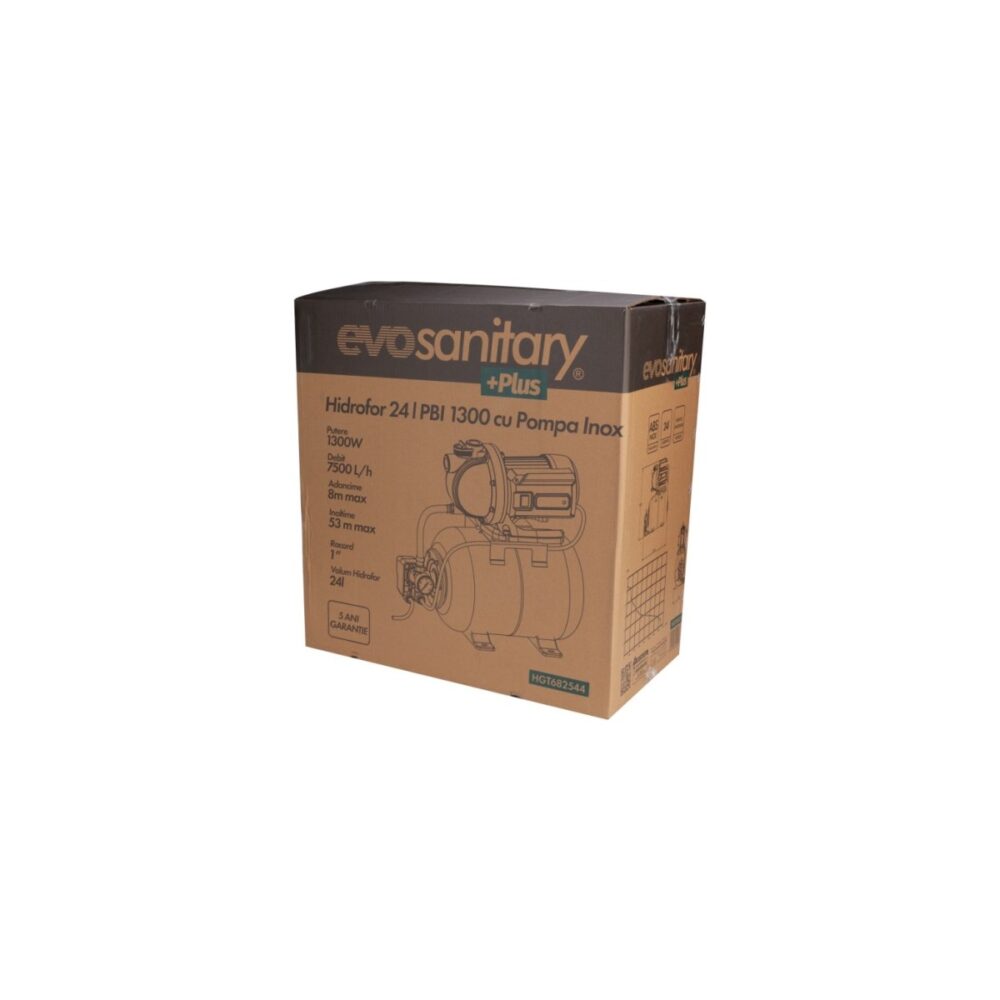 Hidrofor Evosanitary PBI 1300, 1300W, rezervor 24L, pompă inox - imagine 2