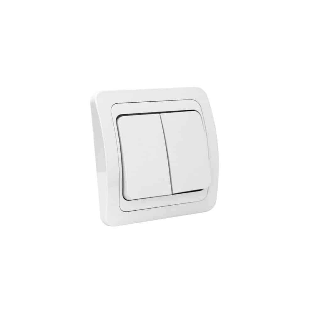 Întrerupător dublu Comtec MF001206005, Alb - imagine 1