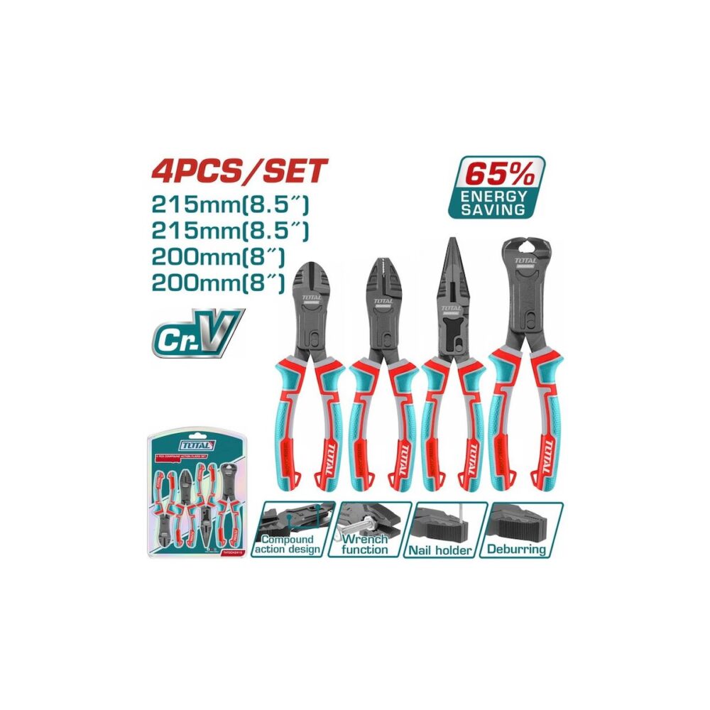 Set 4 clești profesionali TOTAL THT2CK241, oțel Cr-V, gama Industrial - imagine 2