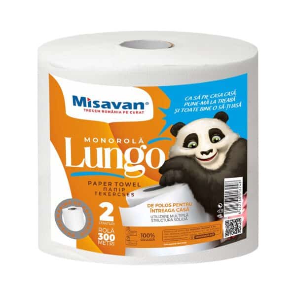 Monorolă prosoape de hârtie Misavan Lungo, 2 straturi, 300 m - imagine 1