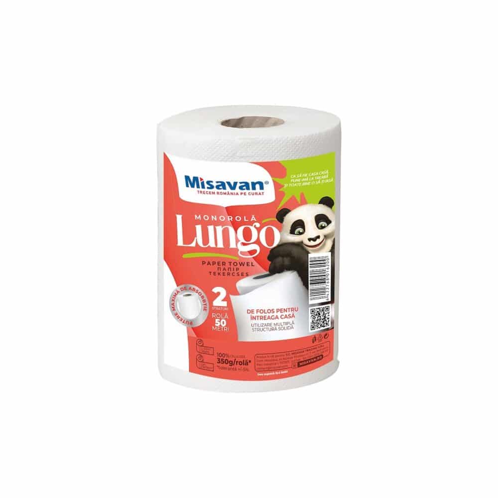 Monorolă prosoape de hârtie Misavan Lungo, 2 straturi, 50 m - imagine 1