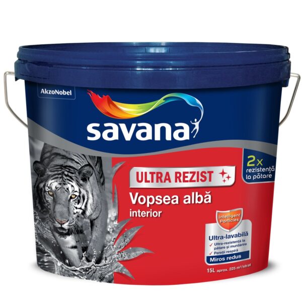 Vopsea ultra-lavabilă interior Savana Ultra Rezist, Alb, 15L - imagine 1