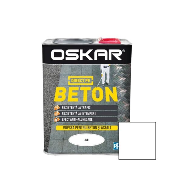 Vopsea pentru beton și asfalt Oskar Direct pe Beton, Alb, 2.5L - imagine 1