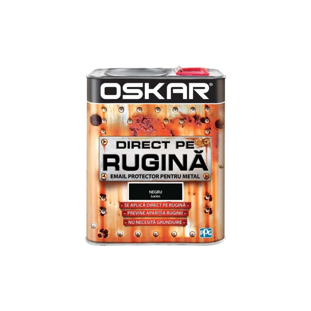 Vopsea email Oskar Direct pe Rugină, Negru Lucios, 2.5L - imagine 1