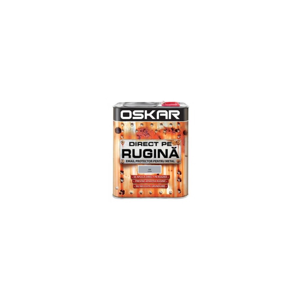Vopsea metal Oskar Direct pe Rugină, Gri Lucios, 2.5L - imagine 1