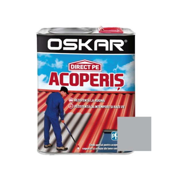 Vopsea email Oskar Direct pe Acoperiș, Argintiu, 0.75L - imagine 1
