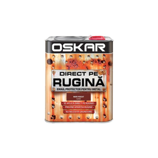 Email protector pentru metal Oskar Direct pe Rugină, Maro Roșcat Lucios, 2.5L - imagine 1