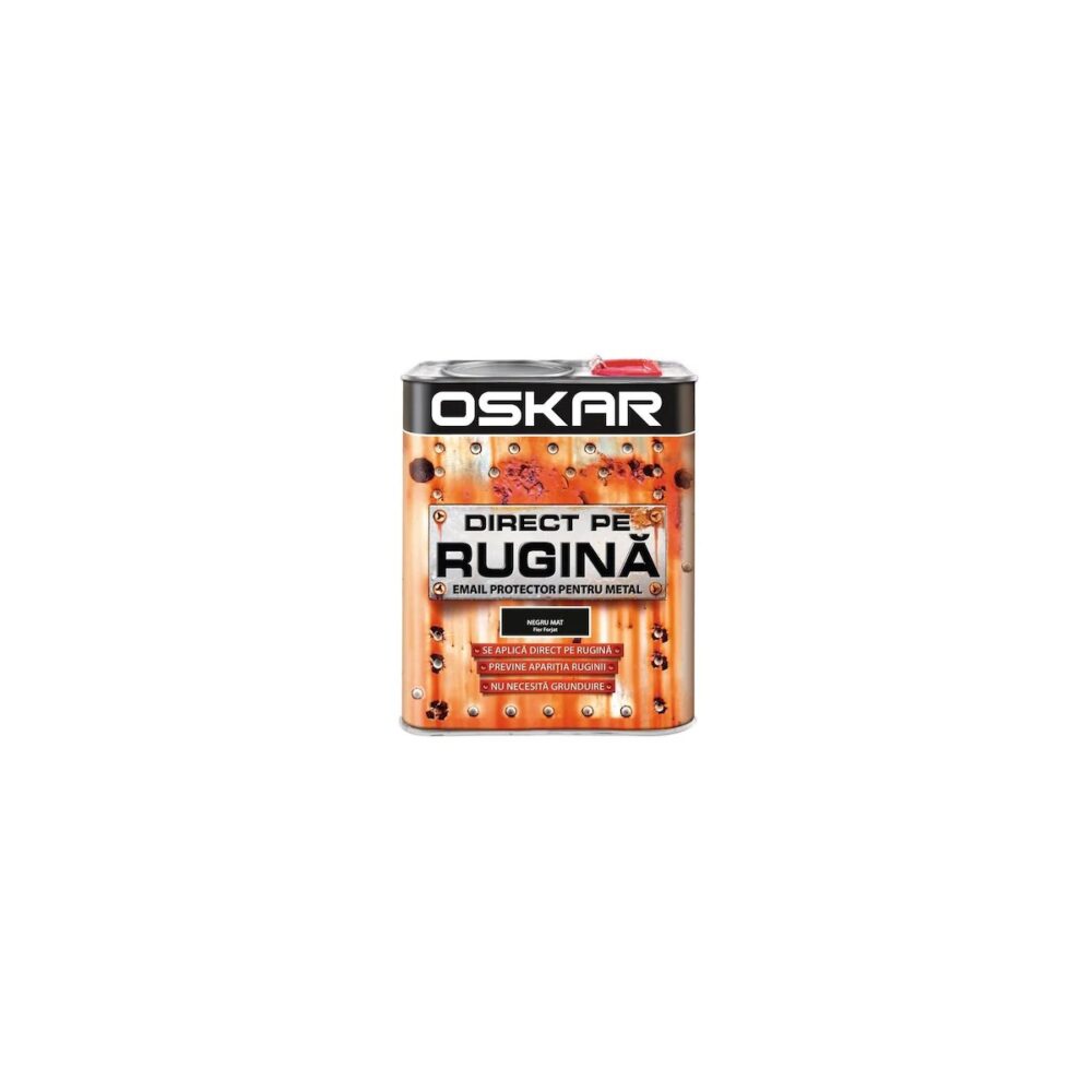 Vopsea email Oskar Direct pe Rugină, Negru Mat, 2.5L - imagine 1