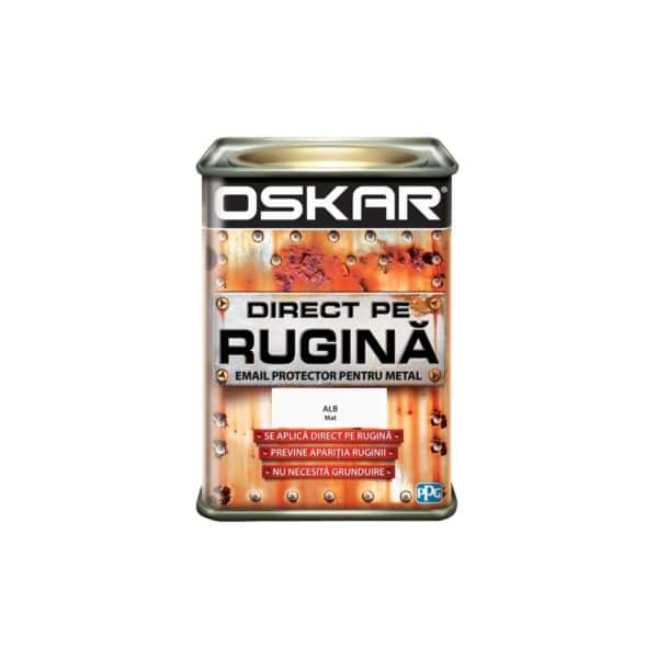 Email protector metal Oskar Direct pe Rugină, alb mat, 0.5L - imagine 1
