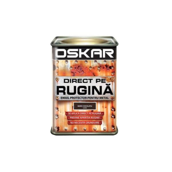 Vopsea email Oskar Direct pe Rugină, maro ciocolatiu lucios, 0.5L - imagine 1