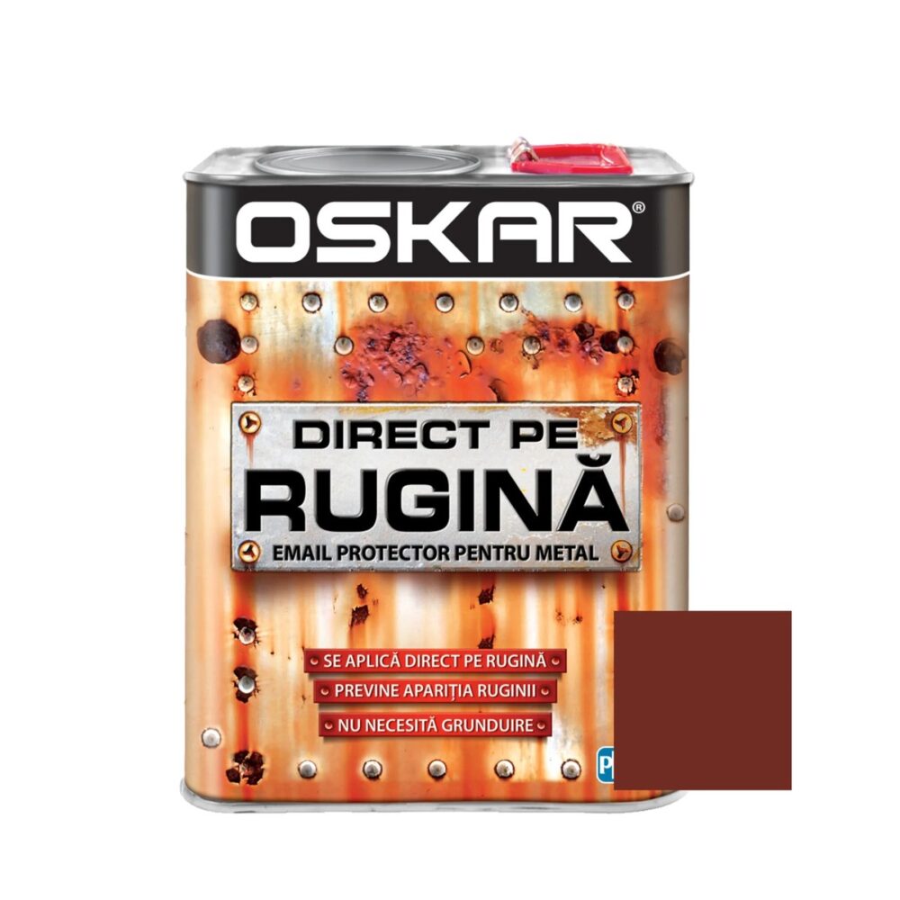 Vopsea email Oskar Direct pe Rugină, maro roșcat lucios, 0.5L - imagine 1