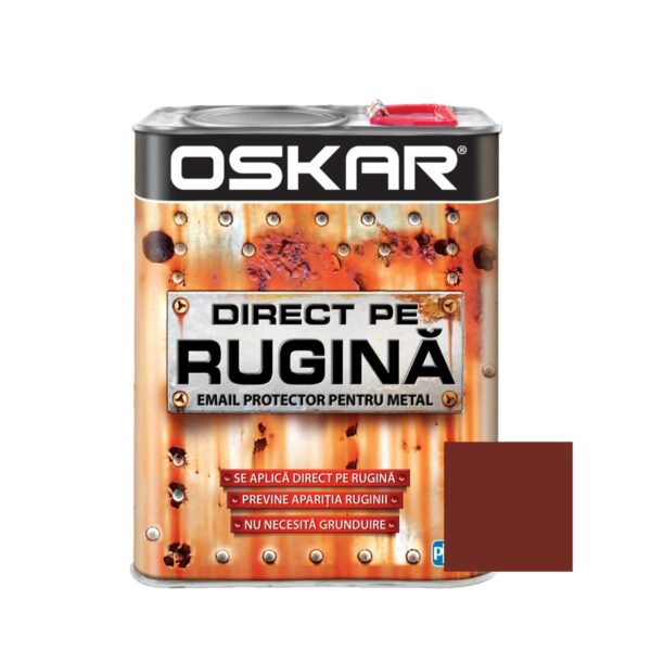 Vopsea email Oskar Direct pe Rugină, maro roșcat lucios, 0.5L - imagine 1