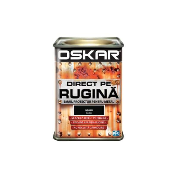 Vopsea email Oskar Direct pe Rugină, Negru Lucios, 0.5L - imagine 1